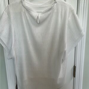 MNG White Mandarin Collar Short Sleeve Blouse